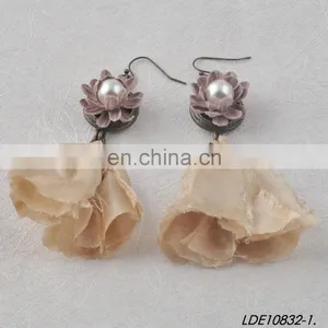 Abs Pearl Flower and Milky Tassel Earrings thumbnail-1