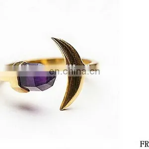 Moon Shaped Amethyst Knuckle Rings Hot Sales thumbnail-1