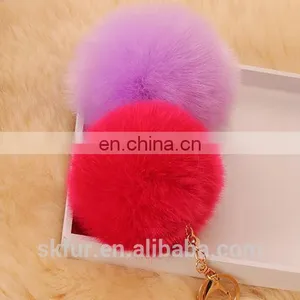 Handmade Colorful Fake Fur Pom Poms Keychain thumbnail-1