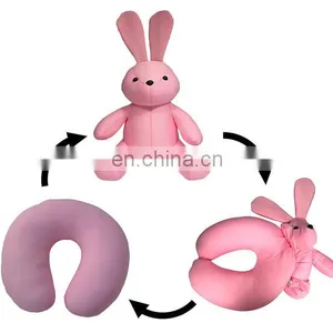 2 in 1 Switch Custom Cartoon Plush Soft Grey Dog Toy U Shape Pillow Cushion Fashion Spandex Microbeads Rest Travel Neck Pillow thumbnail-6