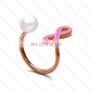 Cheap Wholesale Stainless Steel Infinity Women's Rings With A Pearl Jewelry Gifts thumbnail-4