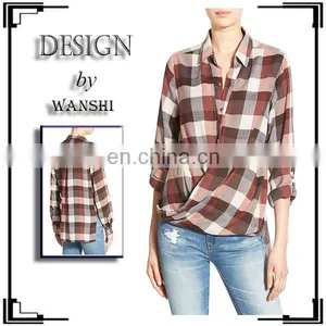 Wholesale Women Blouses & Shirts Spread Collar Casual Style Long Sleeve Shirt thumbnail-1