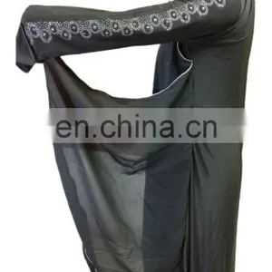 Black Color Casual Wear Silver Diamond Stone Work Islamic Wear Burkha Abaya Designs 2017 (dubai Abaya 2017) thumbnail-5