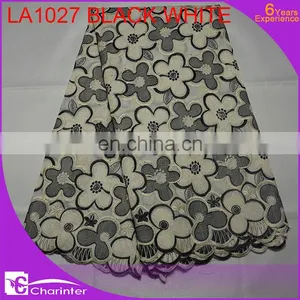 African Lace Fabric Swiss Voile Big Lace LA1027 Sky thumbnail-4