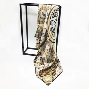 High Grade Low MOQ Custom Printed Silk Scarf With Tassels thumbnail-3