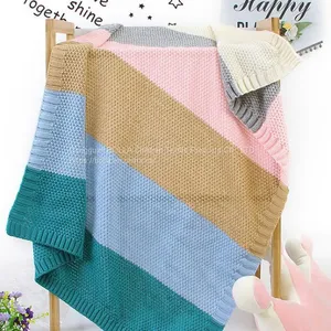 New Hot Selling Knitted Cotton Blanket a Good Partner for Baby Sleeping Soft and Light Baby Blanket Outdoor Windproof Blanket thumbnail-4