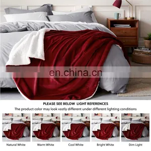 Manufacturer Red Soft Swaddle 100% Microfiber Sherpa Blanket For Winter Fleece thumbnail-6