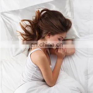 High Quality White 100% Polyester Home Silky Smooth Queen Satin Pillowcase thumbnail-2