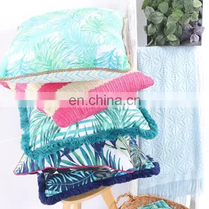 Hot Selling Customized Decorative Colorful Faux Straw Cushion Pillows Outdoor Modern Printed Woven Chair Cushion thumbnail-6