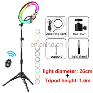Factory Wholesale 10 " 32 Colour Tiktok Video Photography Makeup Phone Selfie Rgb Ring Light With Tripop thumbnail-4