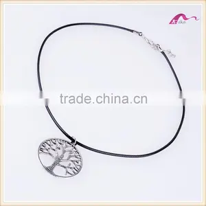 Mens Tibetan Silver Pendant Choker Necklace With Black Cord thumbnail-2
