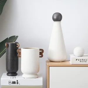 White Nordic Style Double Ears Large Ceramic Vase For Artificial Flower, Hallway Decoration thumbnail-3