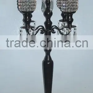 Hurricane Lamp Candlestick Candelabra With Hanging Crystals thumbnail-4