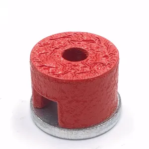 Red Painted Cast AlNiCo Shallow Pot Magnet With Threaded Hole thumbnail-4