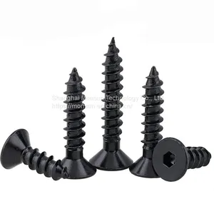 Hexagon Socket Wood Screws, Fiberboard Screws, Black Phosphated C1022 Hardened Screws Manufacturers Supply thumbnail-2