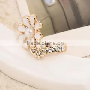 Hot Trend Jewelry 2015 Pave Crystal Latest Fashion Gold Two Finger Rings Jewelry thumbnail-2