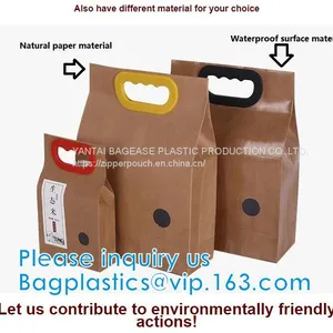 Square Bottom White Eco Friendly Shopping Food Kraft Paper Bag,Gift Craft Shopping White Kraft Paper Bag With Handle Man thumbnail-4