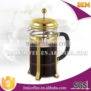 Glass Coffee Pot,coffee Plunger, Golden Plated Stainless Steel French Press thumbnail-1