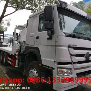HOT SALE! Cheapest Price SINO TRUK HOWO 6*4 RHD 14tons Flatbed Truck With Knuckle Crane Boom for Sale thumbnail-1