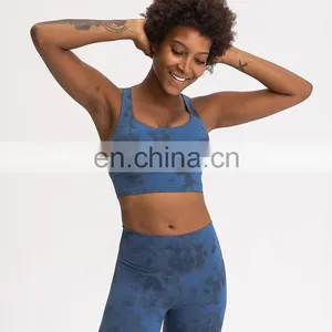 OEM Service Women's Tie Dye Yoga Bra Fitness Activewear Sports Printing Beauty Back Straps Crop Tops thumbnail-3