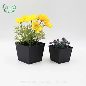 CUUC Galvanized Flower Pot Bucket Square Succulent Planter Small Plant Pots for Indoor Plants thumbnail-3