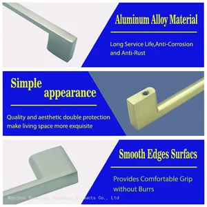 Aluminium Menarik Furnitur Perangkat Keras Lemari Pakaian Pegangan Pintu Emas Hitam Lemari Pakaian Kabinet Laci Tarik Pegangan thumbnail-5
