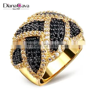 Exclusive Design Black & White Contrast Jewelry White Gold Cocktail Party CZ Ring thumbnail-2