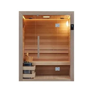 Luxury Multi-user Mixed Infrared Traditional Sauna Room With Modern Design Solid Wood Construction for External Use; thumbnail-3