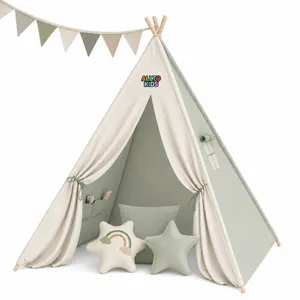 Indoor Teepee Tent for Kids With Stars Led Lights - Pop-Up Playhouse for Boys and Girls thumbnail-3