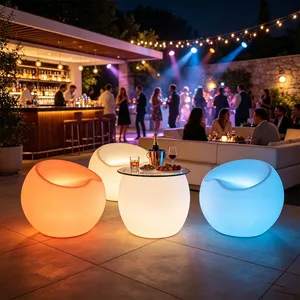 Luminous Illuminated Outdoor Bar Furniture LED Glowing Table Chair Set for Nightclub Garden Party Events thumbnail-5