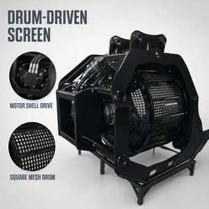 20 Ton Excavator Rotary Screen Bucket for Recycling Demolition Screening Fit Excavator Attachment thumbnail-5