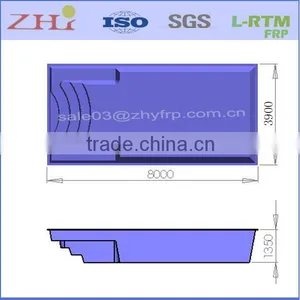 Custom One Piece Rectangle Fiberglass Pool(L8.0MxW3.9MxH1.35M) thumbnail-5