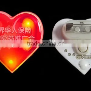 Heart Shape Three Yellow Lights Lapal Pin, Personalized High Quality LED Brooch Pin/Badge thumbnail-1