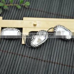 LFD-008B New Druzy Pearl & Rhinestone Connectors Spacer Beads Jewelry For Making Necklace thumbnail-1