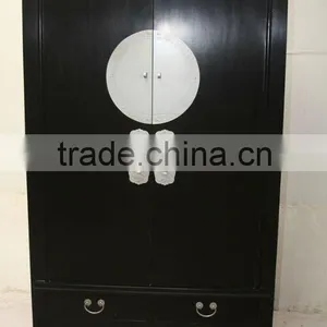 Chinese Antique Black Two Door Two Drawer Cabinet thumbnail-1