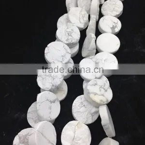 Wholesale Price Natural Stone Rough White Howlite ,White Turquoise Coin Beads thumbnail-1