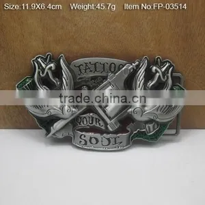 Gold Plate Military Web Belt Buckle With Emblem With Rhinestones thumbnail-4