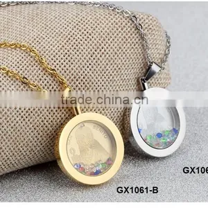 316L Stainless Steel Good Quality Cubic Zircon 24k Gold Pendant thumbnail-5