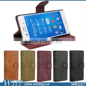 Factory Wholesale Retro Wallet Style for Sony Xperia Z3 Case Leather Cover thumbnail-1