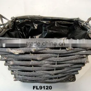 Garden Rustic Rattan Square Planter thumbnail-1
