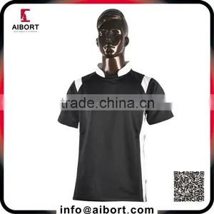 Wholesale Blank Black Raglan Rugby Shirtfor Kids thumbnail-1