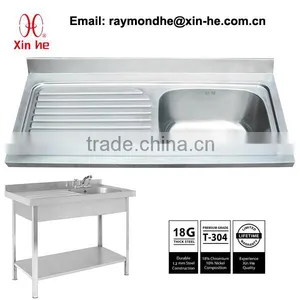 Europe Commercial Kitchen Catering Sink Scullery Basin With Splashback, Portable Stainless Steel Compartment Sink for Restaurant thumbnail-1