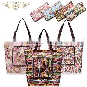 Custom Printed Women Shoulder Bag Folding Shopping Bag Foldable Bag Quality Choice thumbnail-1