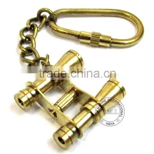 KEY CHAIN BINOCULAR - KEY RING BINOCULAR - BRASS KEYCHAIN BINOCULAR - NAUTICAL BRASS BINOCULAR KEYRING thumbnail-1