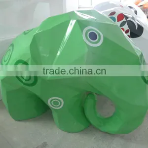 Fiberglass Cartoon Sculpture Green Baby Elephants thumbnail-1