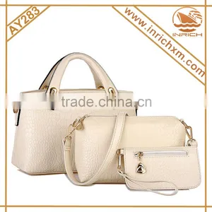 3 Pieces Vintage Leather Ladies Handbag Tote Bag Purse Set thumbnail-2