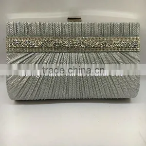 Hot Sale High Quality Elegant Rhinestone and Pleat PVC Party Bags thumbnail-1