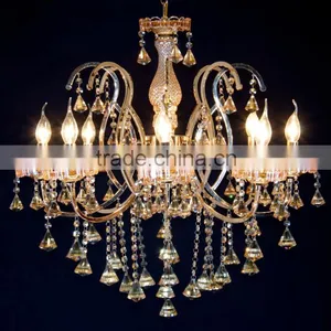 WD-1845-3/5/8 LED Hot Sale Cone K9 Crystal Gold Iron Hanging Light thumbnail-3