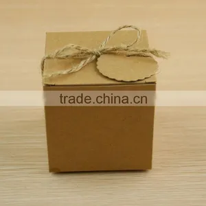 Square Kraft Paper Candy Boxes Wholesale Wedding Favor Boxes With Gift Tag thumbnail-1