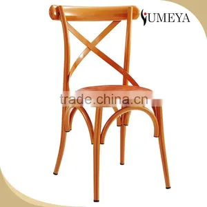 Wholesale Imitation Wooden Dining Chair Stackable Aluminum Bistro Chair thumbnail-4